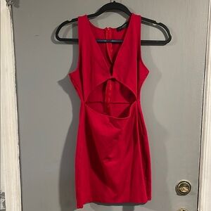 Solemio Red Halter Cut Out Mini Dress L